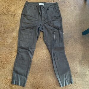 Level‎ 99 Olive green Ella Utility Cargo Linen Pants